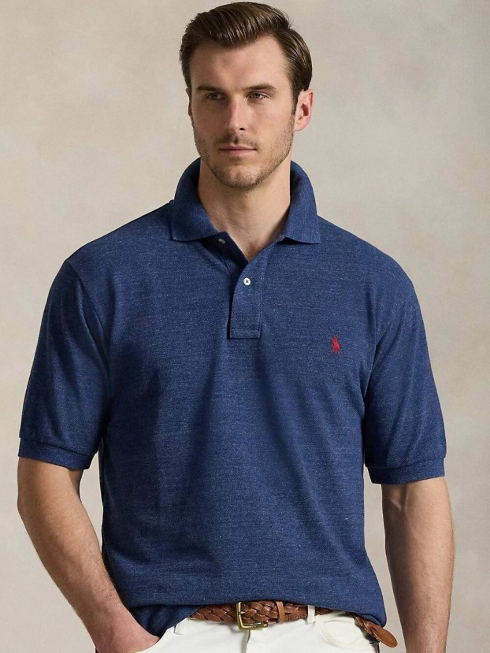 POLO RALPH LAUREN Cotton Mesh Polo Shirt XX-LARGE Heather Blue NWT